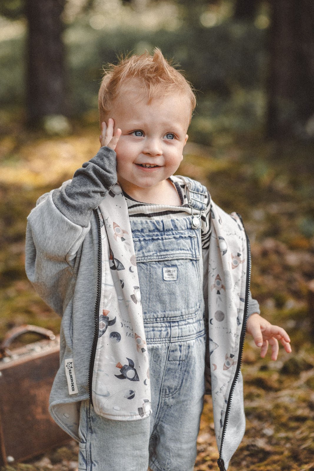 Oversize Sweatjacke Kinder Grau mit Rakete - Jacke - Räuberkinder 1