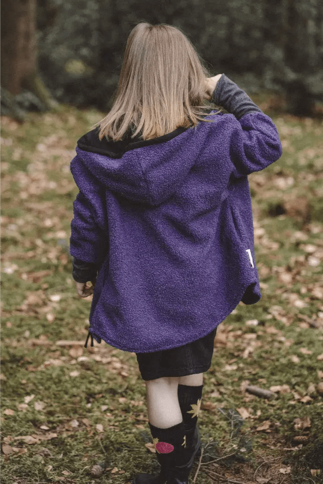 Oversizejacke Kinder Teddyfell Lila mit Schwarz - Räuberkinder 2