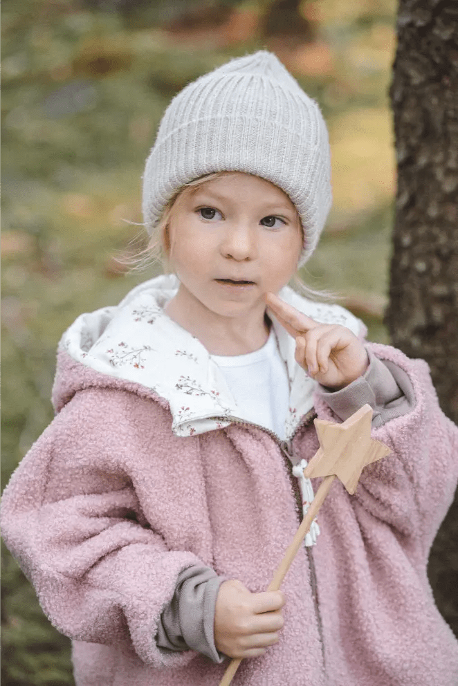 Oversizejacke Kinder Teddyfell Rosa mit Wiesenblumen - Räuberkinder 2