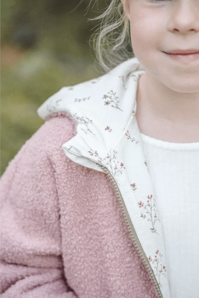 Oversizejacke Kinder Teddyfell Rosa mit Wiesenblumen - Räuberkinder 7
