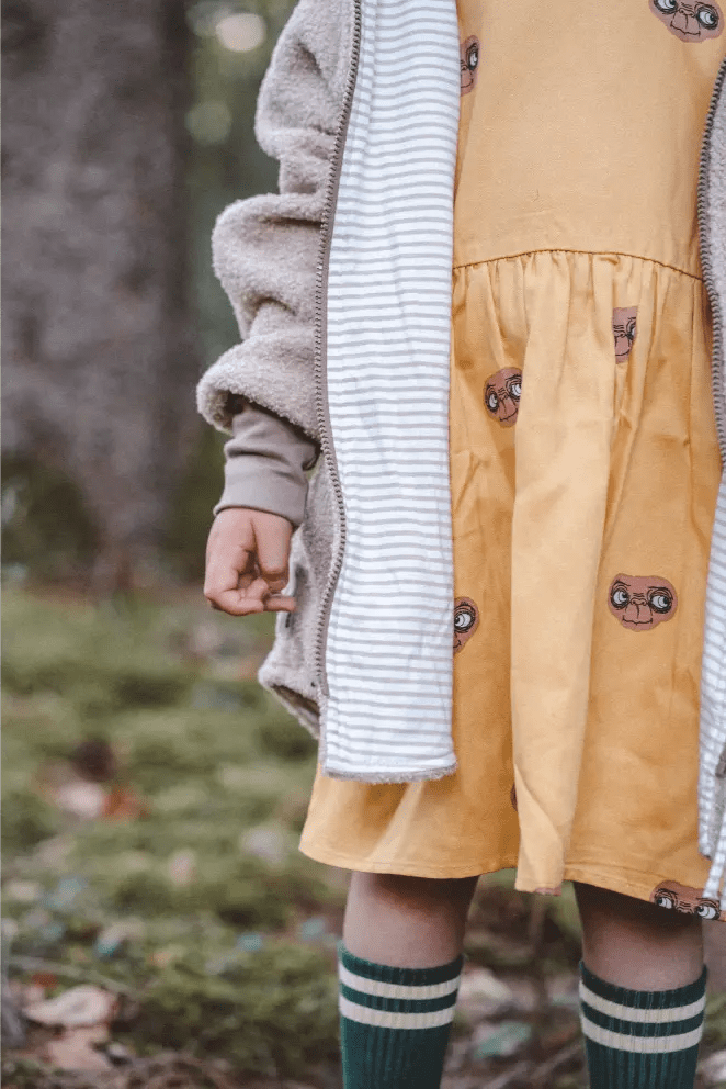 Oversizejacke Kinder Teddyfell Sand mit Stripes Beige - Räuberkinder 2
