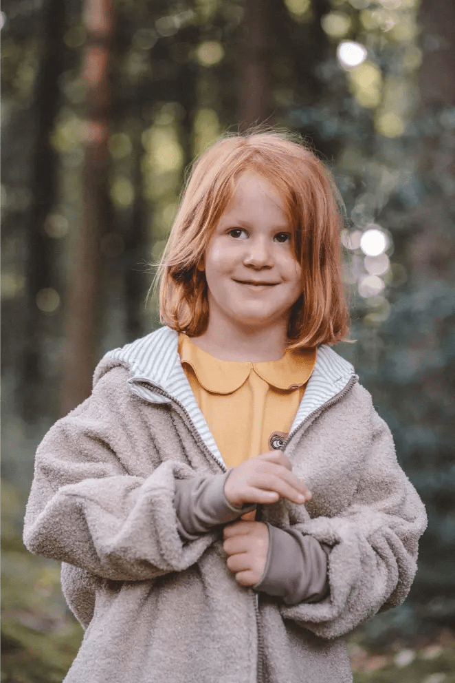 Oversizejacke Kinder Teddyfell Sand mit Stripes Beige - Räuberkinder 5