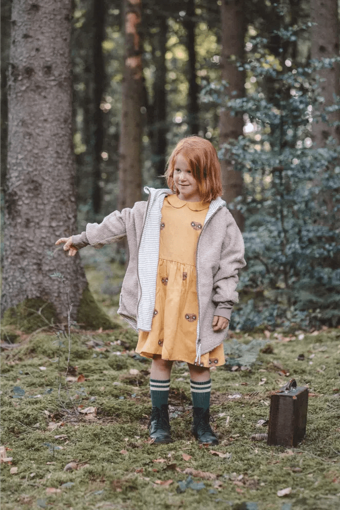 Oversizejacke Kinder Teddyfell Sand mit Stripes Beige - Räuberkinder 4