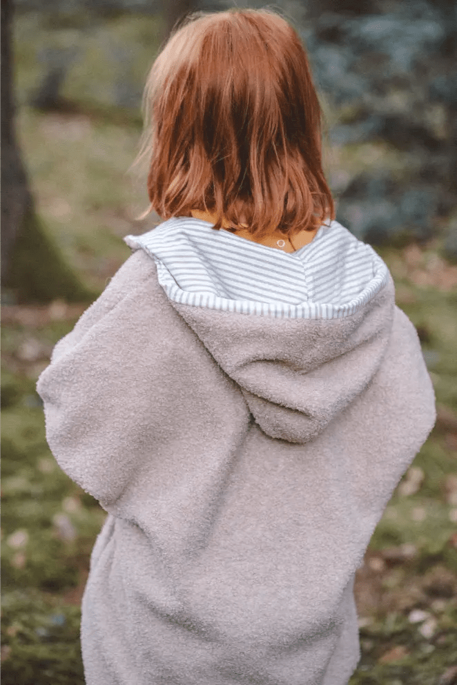 Oversizejacke Kinder Teddyfell Sand mit Stripes Beige - Räuberkinder 3