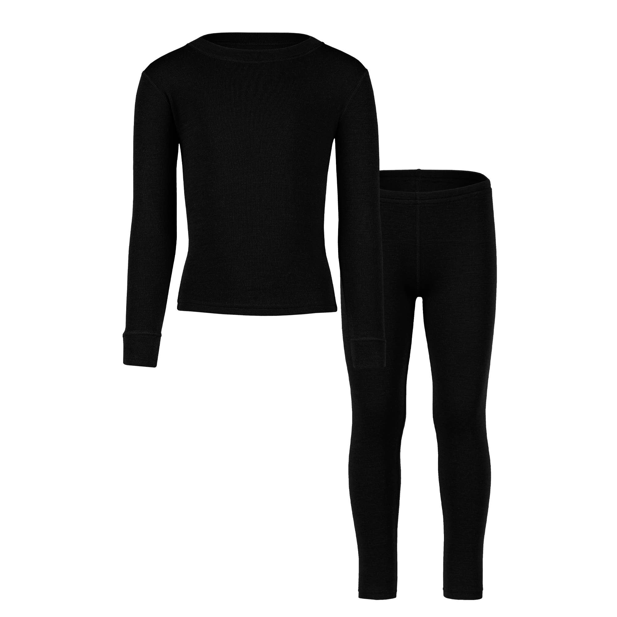 Set: Thermo - Langarmshirt und Hose aus Merinowolle Schwarz - Räuberkinder