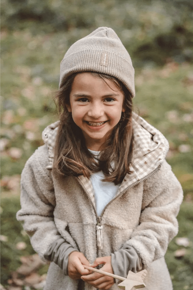 Teddyfellmantel Kinder Beige mit Karo Herzen - Räuberkinder 4
