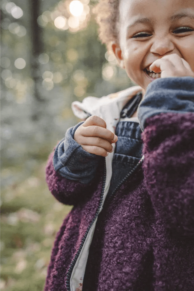 Teddyfellmantel Kinder Bordeaux mit Esel Muster - Räuberkinder 5