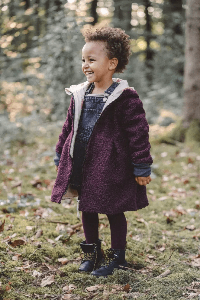 Teddyfellmantel Kinder Bordeaux mit Esel Muster - Räuberkinder 6