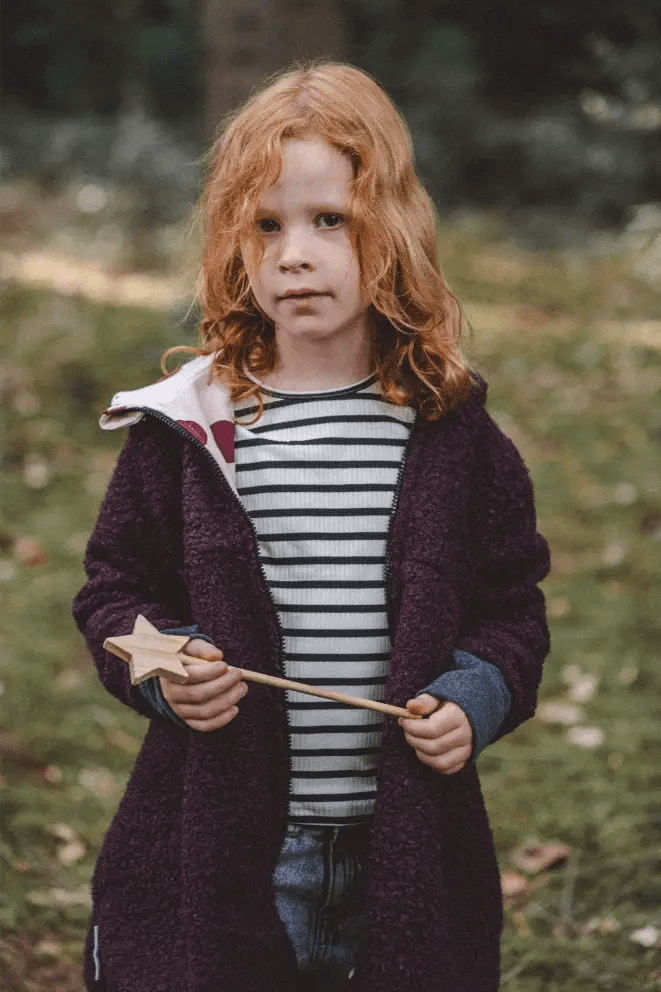 Teddyfellmantel Kinder Bordeaux mit Punkte - Räuberkinder 2