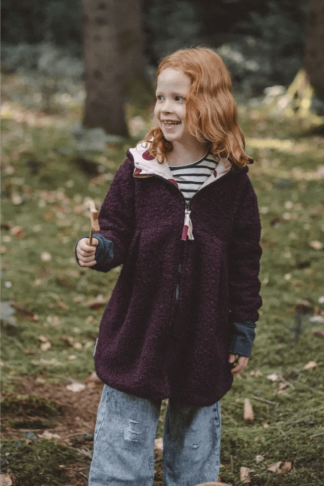 Teddyfellmantel Kinder Bordeaux mit Punkte - Räuberkinder 1