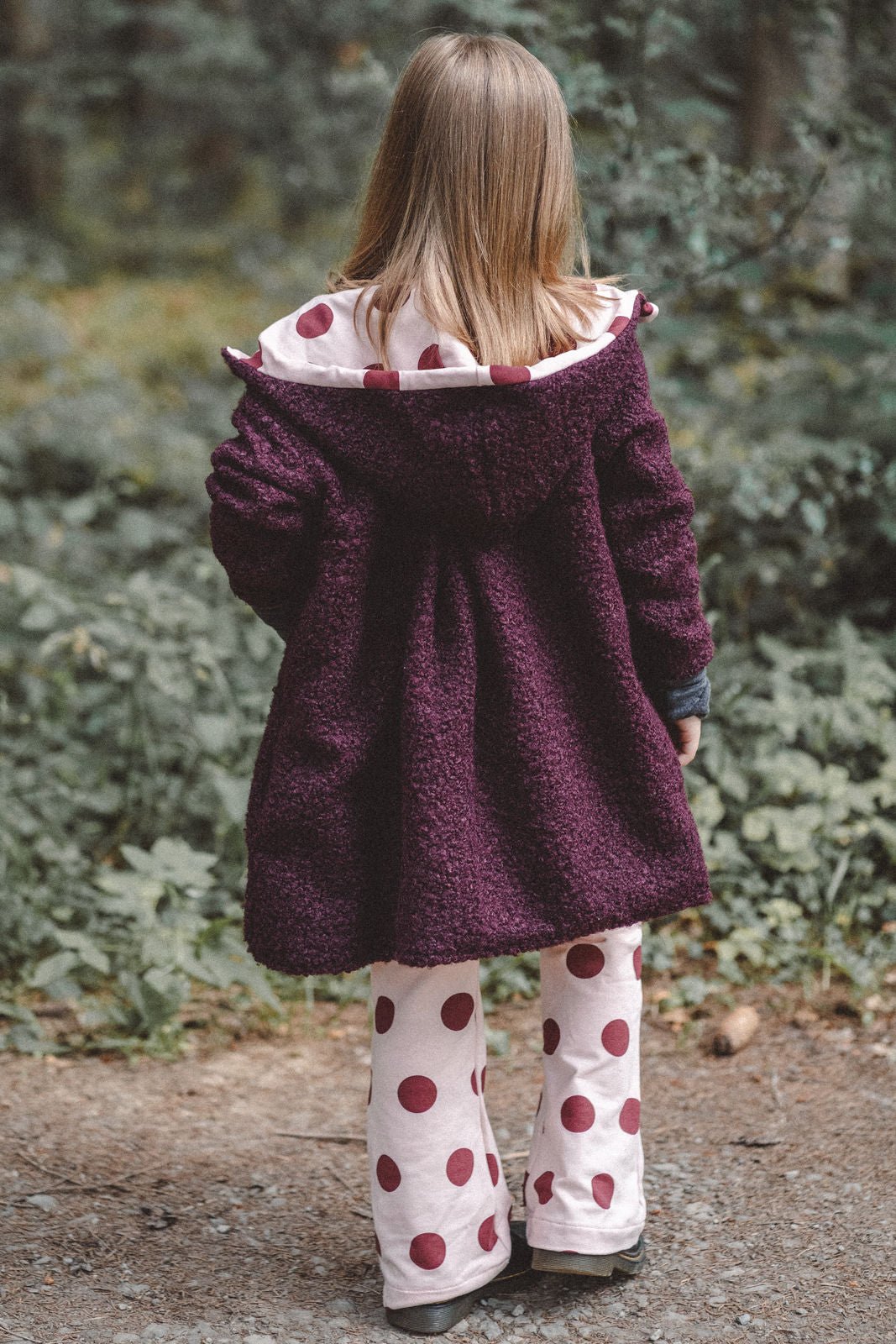 Teddyfellmantel Kinder Bordeaux mit Punkte - Räuberkinder 10