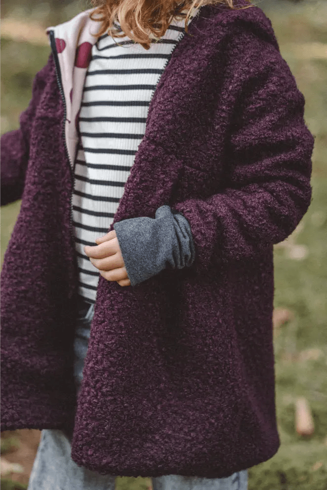 Teddyfellmantel Kinder Bordeaux mit Punkte - Räuberkinder 3