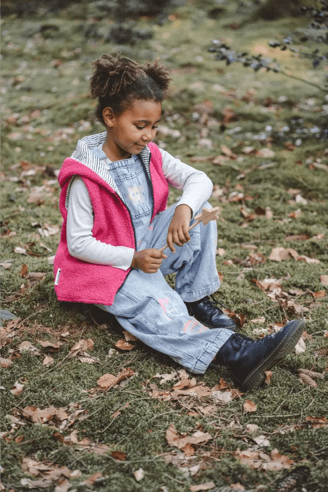 Teddyweste Kinder Pink mit Ecru Stripes - Weste - Räuberkinder 2