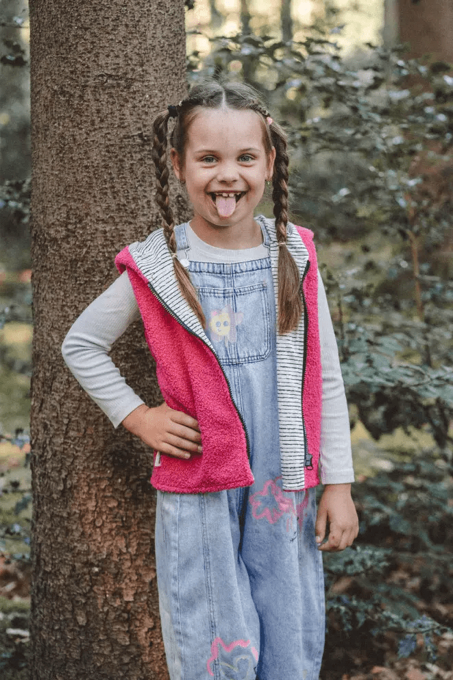Teddyweste Kinder Pink mit Ecru Stripes - Weste - Räuberkinder 1