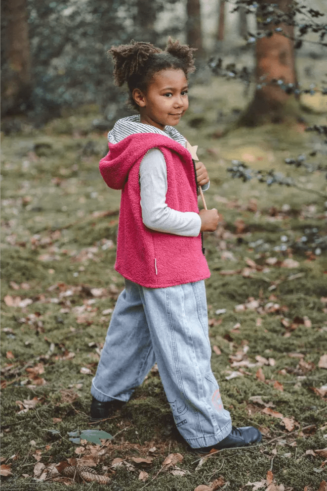 Teddyweste Kinder Pink mit Ecru Stripes - Weste - Räuberkinder 4