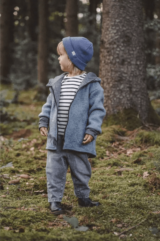 Wollwalk Jacke Kinder Kletterkind mit Merino Jersey in Mint - Räuberkinder 3