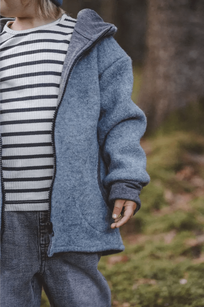 Wollwalk Jacke Kinder Kletterkind mit Merino Jersey in Mint - Räuberkinder 4