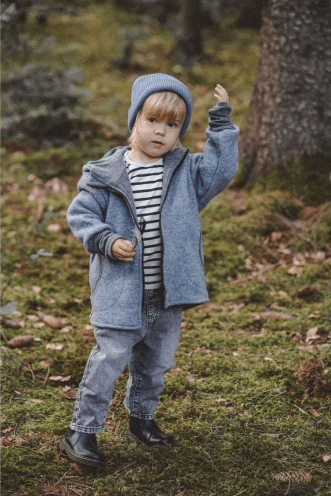 Wollwalk Jacke Kinder Kletterkind mit Merino Jersey in Mint - Räuberkinder 1