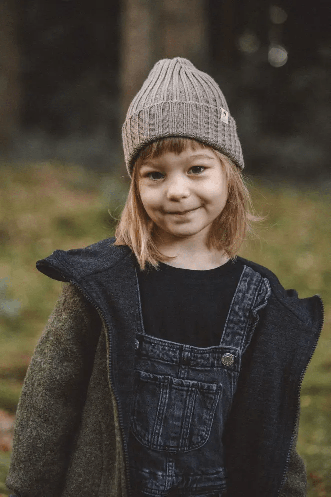 Wollwalk Jacke Kinder Kletterkind mit Merino Jersey in Olive - Räuberkinder 6