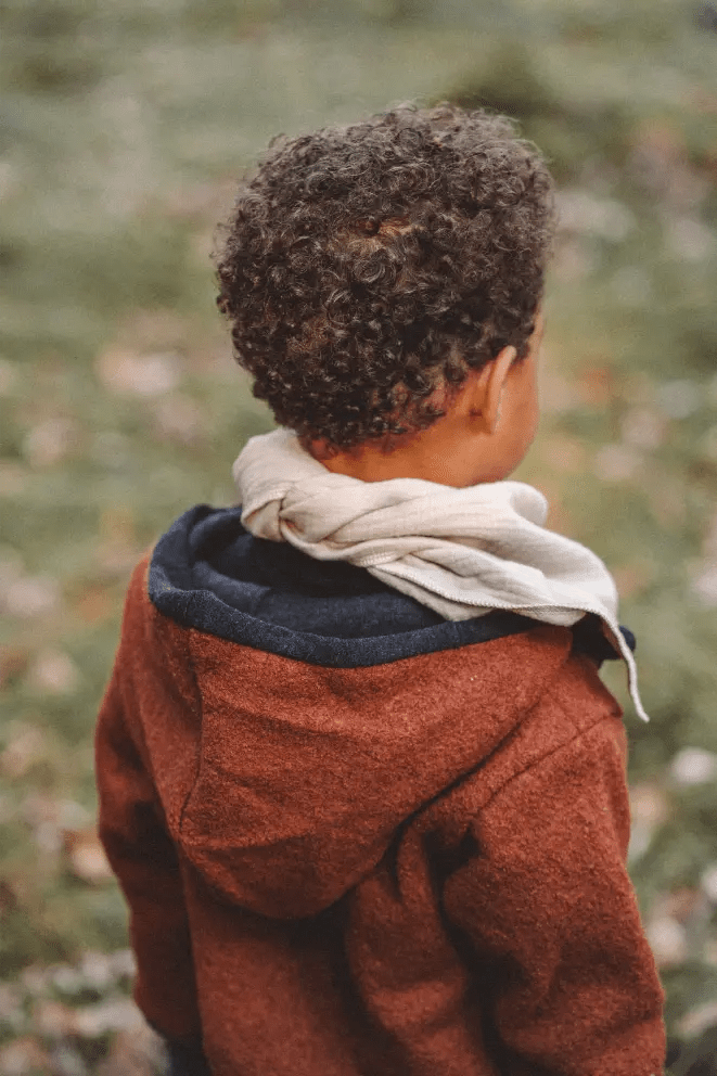 Wollwalk Jacke Kinder Kletterkind mit Merino Jersey in Rost - Räuberkinder 4