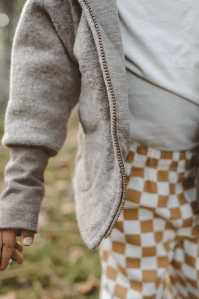 Wollwalk Jacke Kinder Kletterkind mit Merino Jersey in Sand - Räuberkinder 5