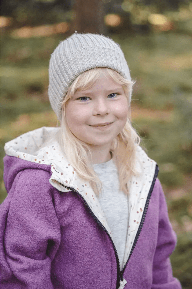 Wollwalk Oversize Jacke Kinder Beere mit Konfetti - Räuberkinder 2