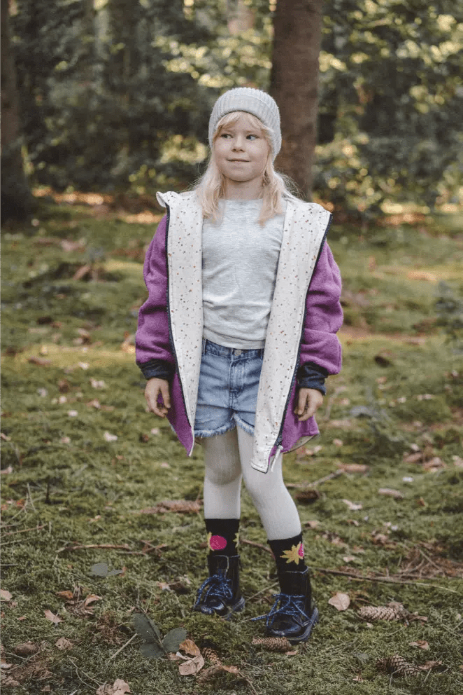 Wollwalk Oversize Jacke Kinder Beere mit Konfetti - Räuberkinder 1
