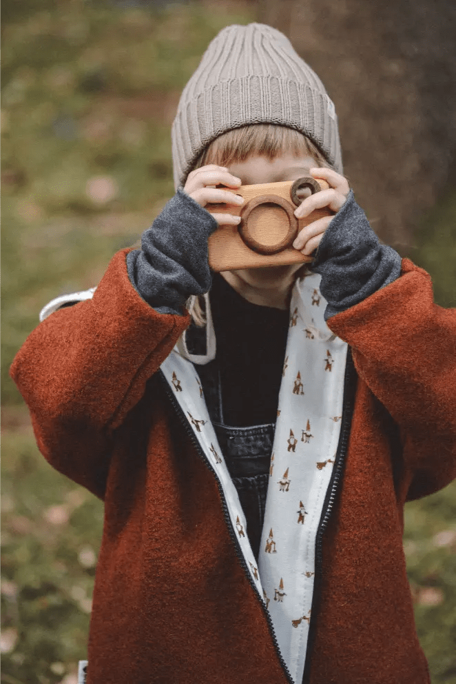 Wollwalk Oversize Jacke Kinder Rost mit Wichtel - Räuberkinder 5