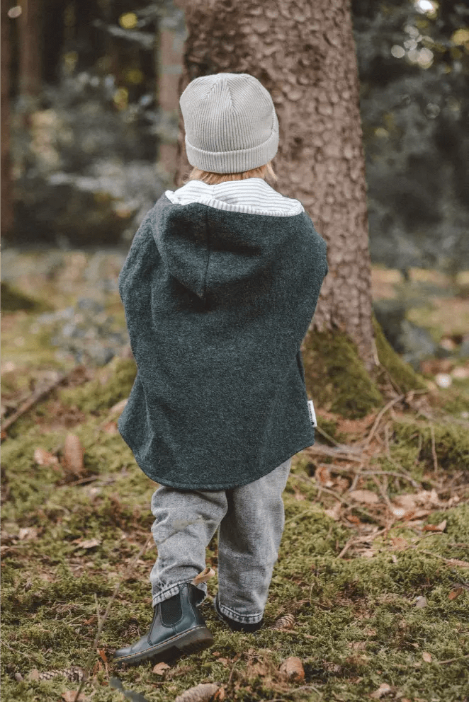 Wollwalk Oversize Jacke Kinder Smaragd mit Stripes Mint - Räuberkinder 4