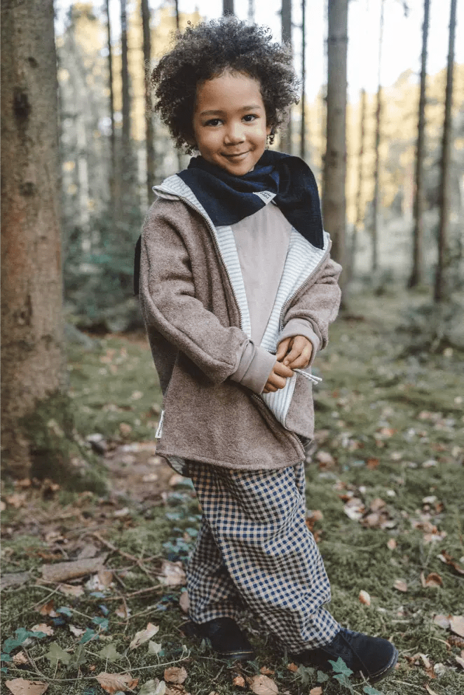 Wollwalk Oversize Jacke Kinder Taupe mit Stripes Beige - Räuberkinder 4