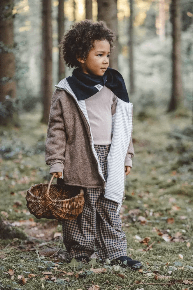 Wollwalk Oversize Jacke Kinder Taupe mit Stripes Beige - Räuberkinder 5