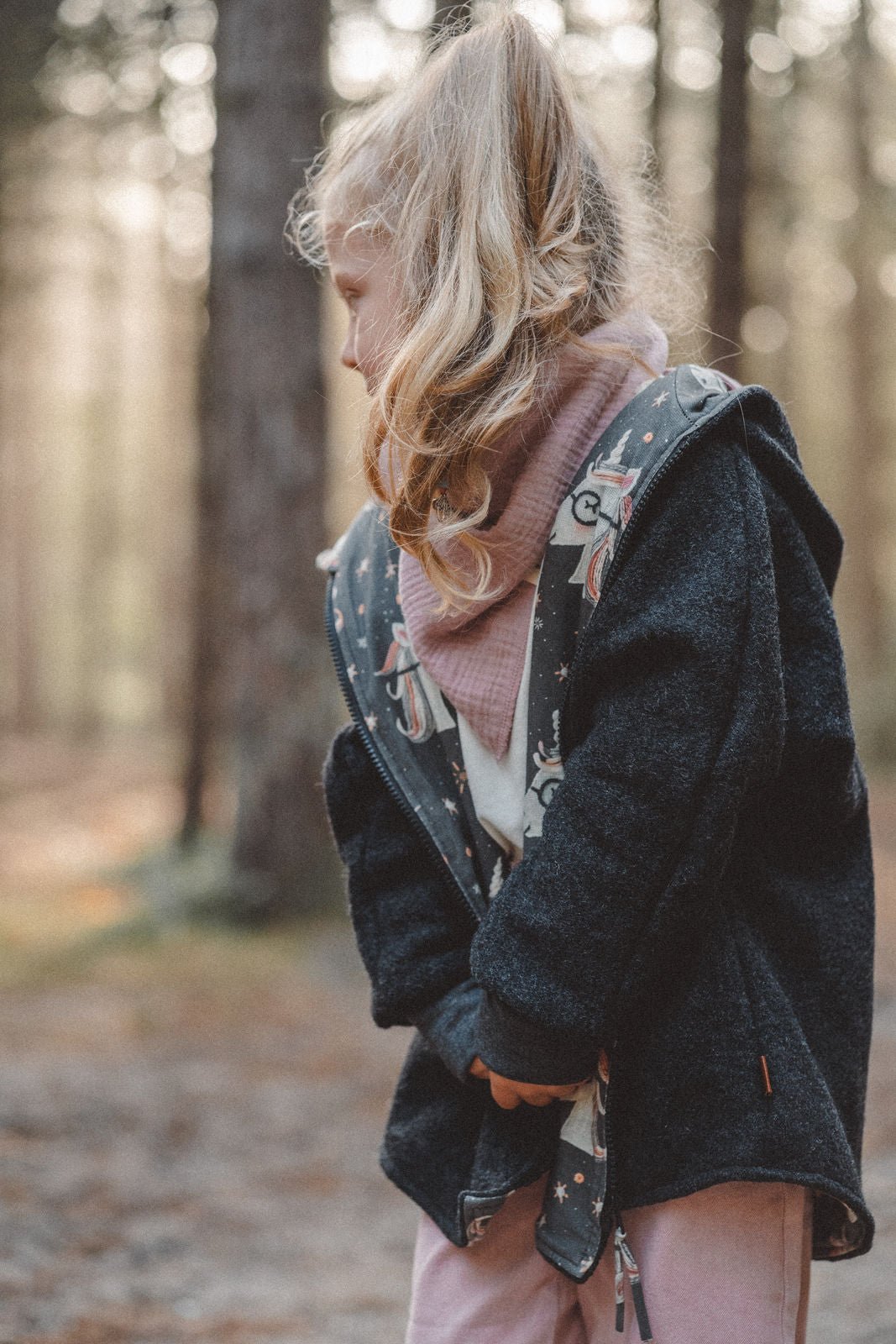 Wollwalkjacke Anthrazit / Einhorn "Nerd Horn." - Räuberkinder