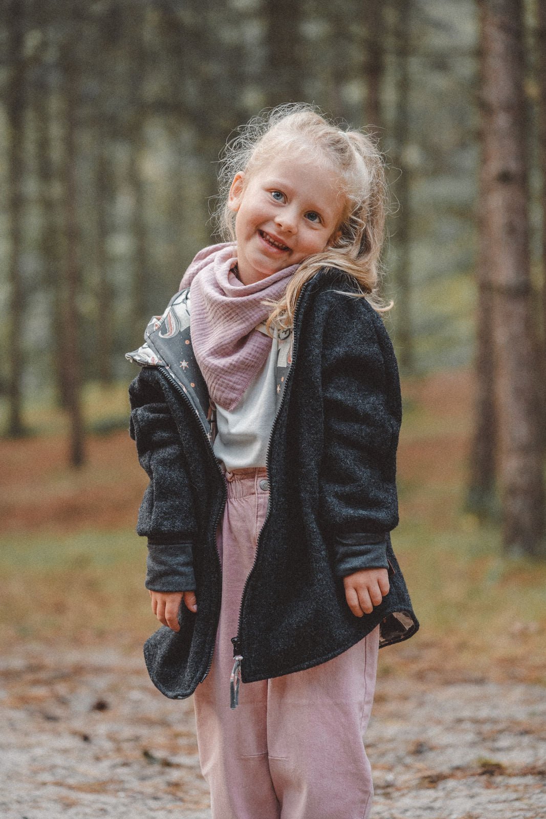 Wollwalkjacke Anthrazit / Einhorn "Nerd Horn." - Räuberkinder