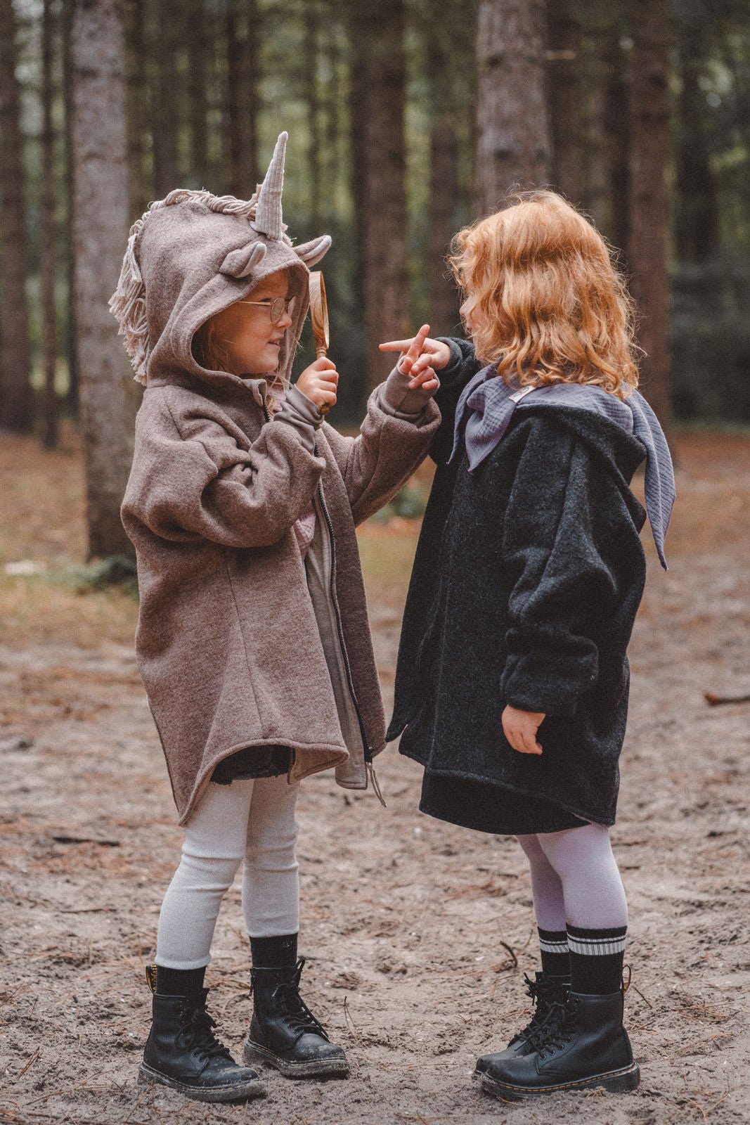 Wollwalkjacke Anthrazit / Musselin Flieder - Räuberkinder