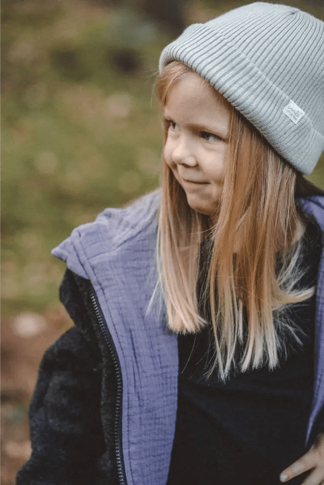 Wollwalkjacke Anthrazit / Musselin Flieder - Jacke - Räuberkinder 2