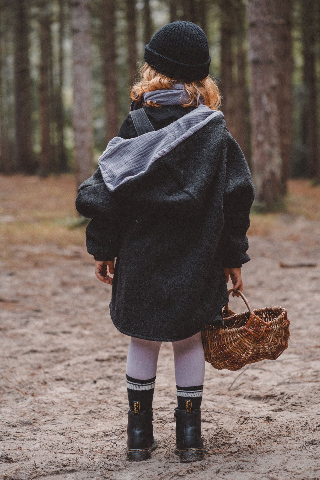 Wollwalkjacke Anthrazit / Musselin Flieder - Räuberkinder