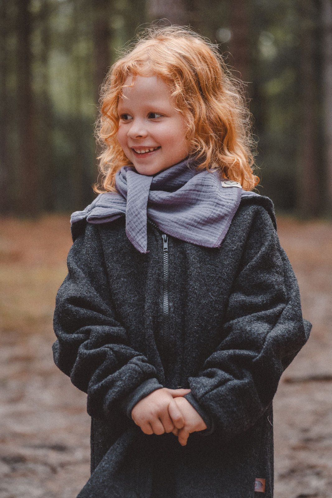 Wollwalkjacke Anthrazit / Musselin Flieder - Räuberkinder