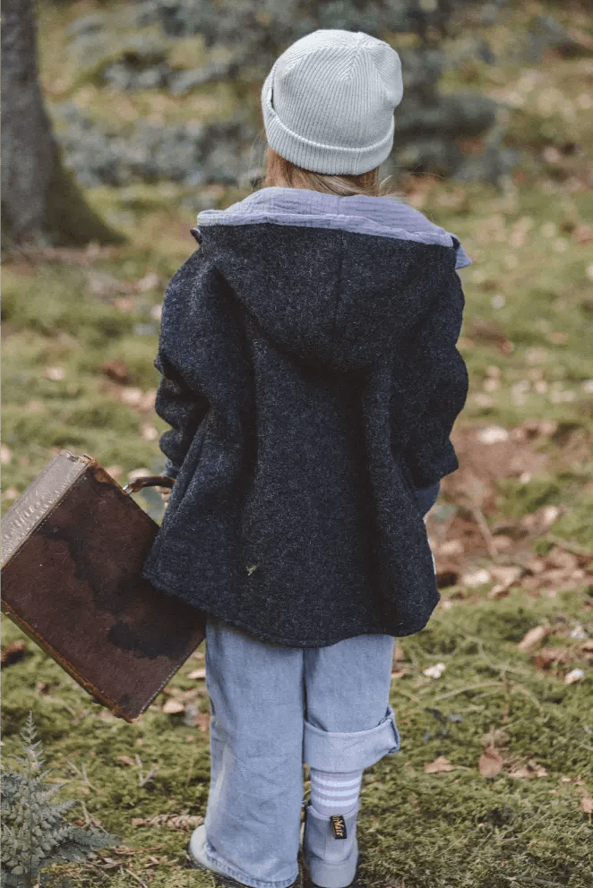 Wollwalkjacke Anthrazit / Musselin Flieder - Jacke - Räuberkinder 5