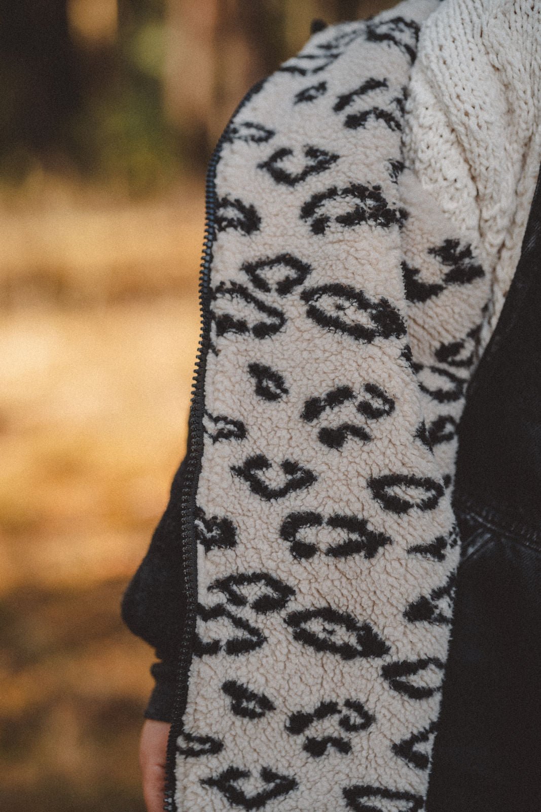 Wollwalkjacke Anthrazit / Teddyfell Leoprint - Räuberkinder