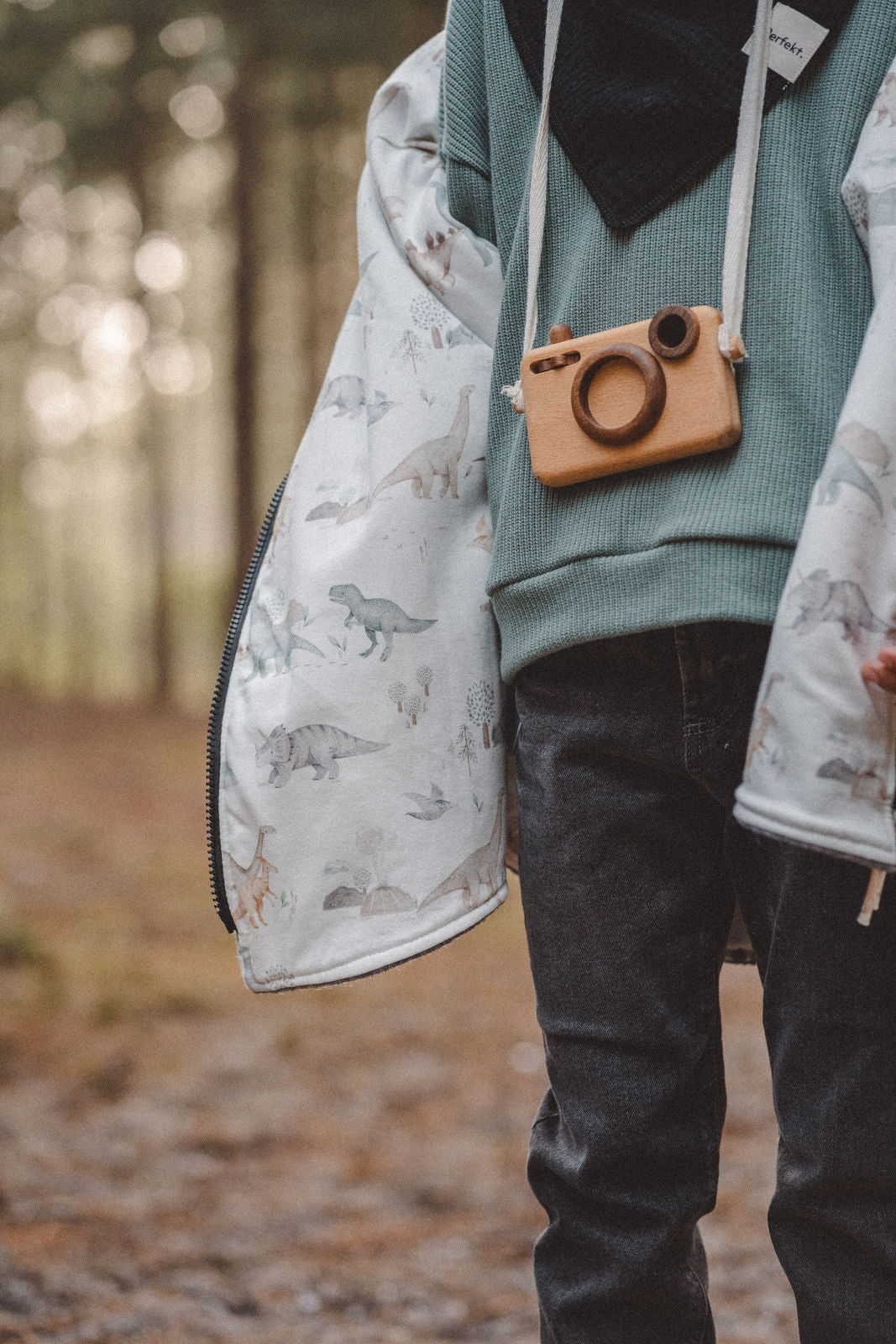 Wollwalkjacke Grau / Boho Dino - Räuberkinder