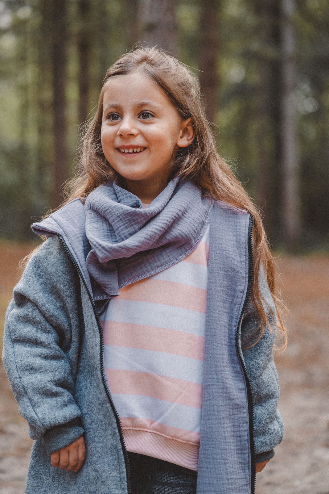 Wollwalkjacke Grau / Musselin Flieder - Räuberkinder