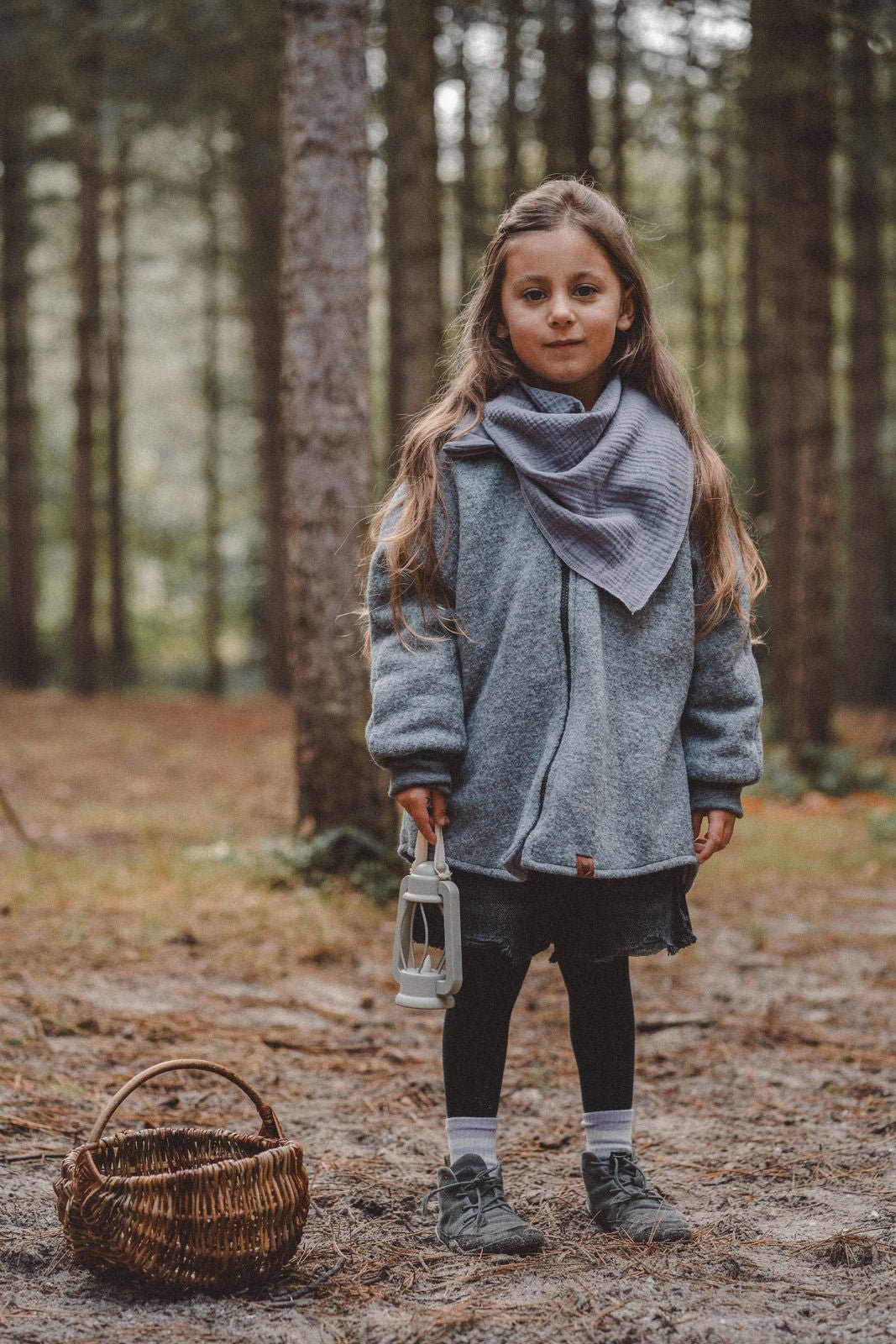 Wollwalkjacke Grau / Musselin Flieder - Räuberkinder