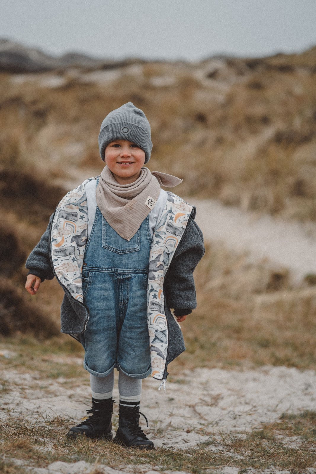 Wollwalkjacke Grau / Ozeanzauber - Räuberkinder