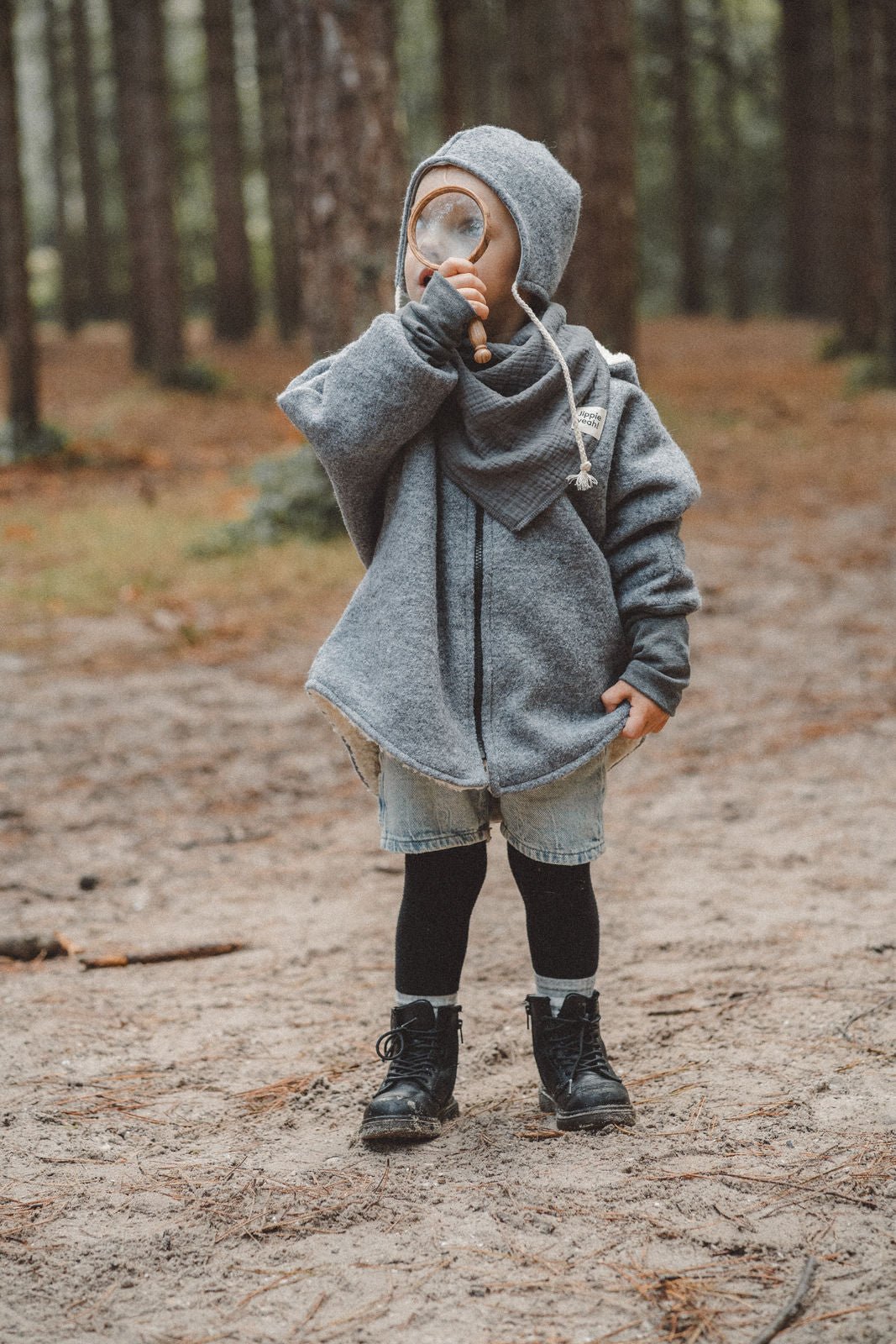 Wollwalkjacke Grau / Teddyfell - Räuberkinder