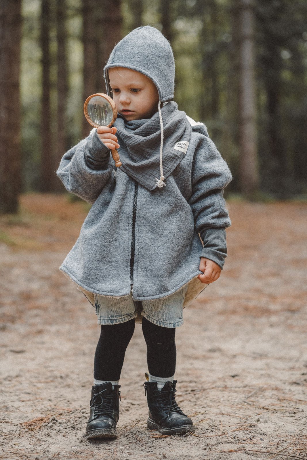 Wollwalkjacke Grau / Teddyfell - Räuberkinder