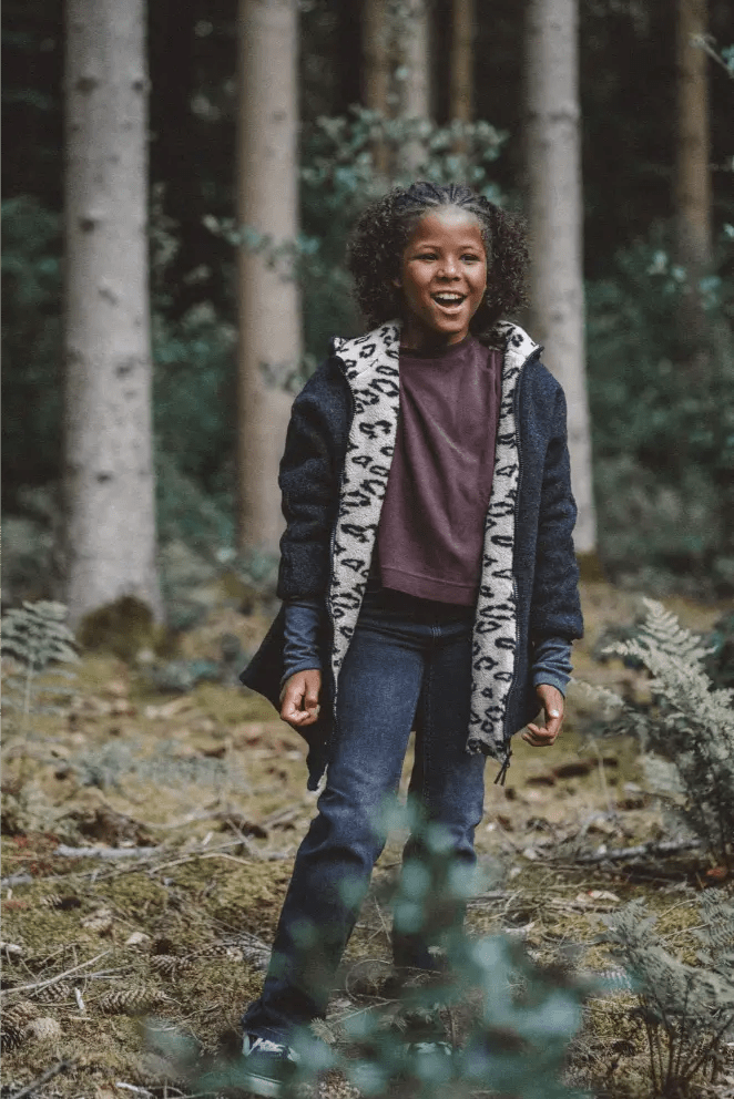 Wollwalkjacke Kinder Anthrazit mit Leo Teddyfell - Jacke - Räuberkinder 2