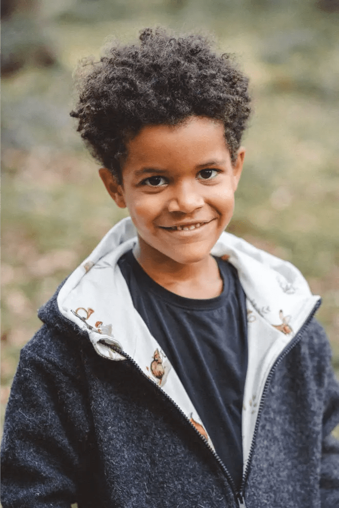Wollwalkjacke Kinder Kletterkind Anthrazit mit Waldtiere - Räuberkinder 7