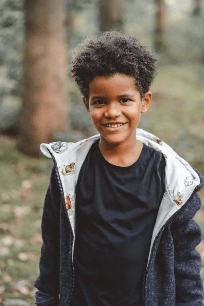 Wollwalkjacke Kinder Kletterkind Anthrazit mit Waldtiere - Räuberkinder 6