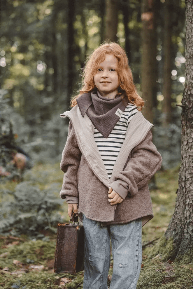 Wollwalkjacke Kinder Taupe / Musselin Sand - Jacke - Räuberkinder 3
