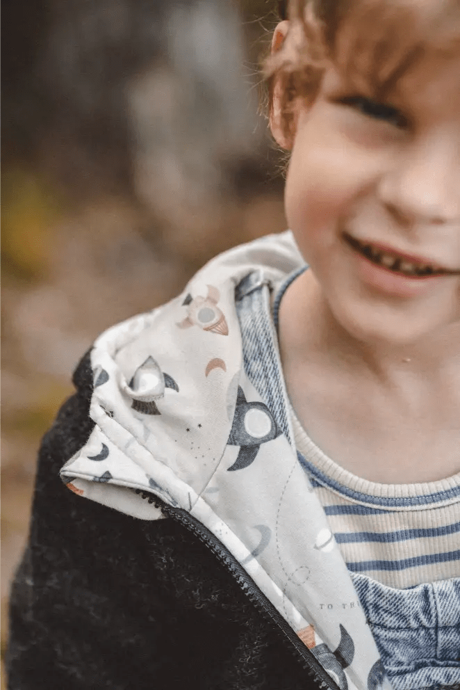 Wollwalkjacke Kletterkind Anthrazit / Rakete - Räuberkinder 2
